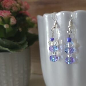 Elegant Blue and Silver Dangle Earrings